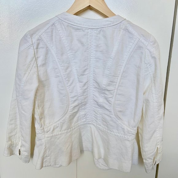 White Cotton 3/4 Sleeve Jacket - Picture 2 of 2